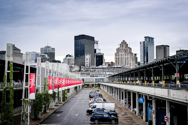 A view of the Montreal skyline from the venue.