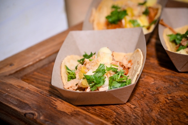 Closeup of a corn tortilla taco.